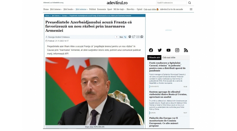 ruminiya-mediasi-azerbaycan-prezidentinin-fransanin-siyaseti-ile-bagli-tenqidi-fikirlerine-yer-ayirib