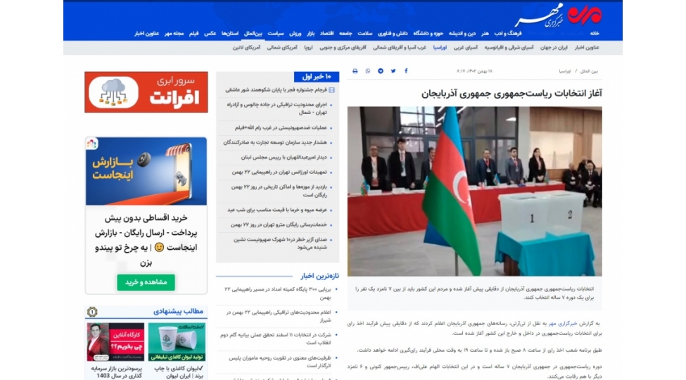 azerbaycanda-kechirilen-prezident-sechkileri-iran-metbuatinin-diqqetinde-olub