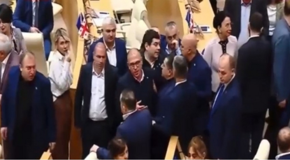 gurcustan-parlamentinde-deputatlar-arasinda-dava-dushub-video