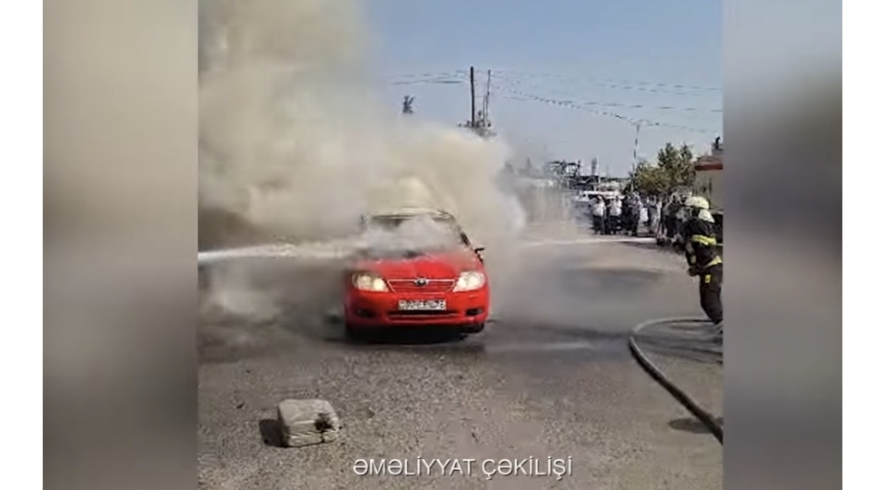 Yevlax şəhəri ərazisində avtomobildə baş vermiş yanğın söndürülüb