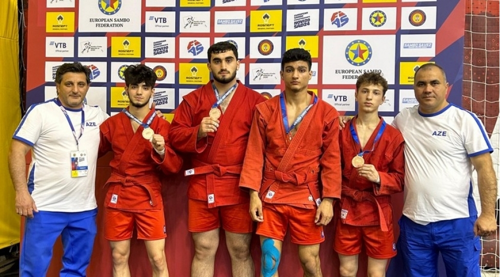 Gənc və yeniyetmə samboçular Avropa çempionatında 7 medal qazanıblar