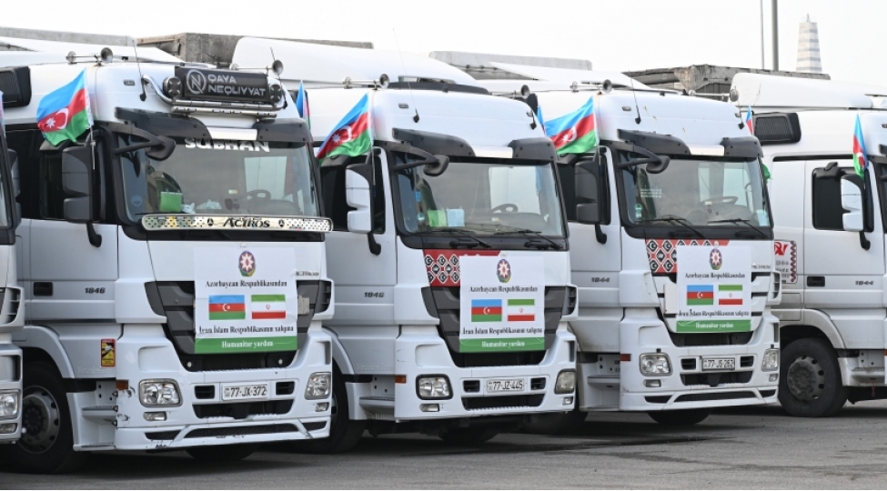 İrana göndərilən növbəti humanitar yardım “Cənub-Astara” dövlət sərhədindən buraxılış məntəqəsinə daxil olub - 